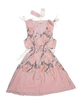 Floral Tie-Shoulder Mini Dress - Pink